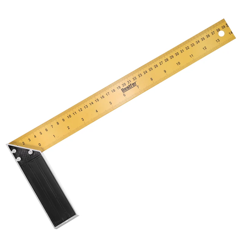 16 Inch Woodworking Square Ruler Metal Try Square, Yellow Black