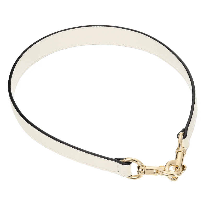 25.59 Inch PU Leather Short Bag Strap with Clasp Beige Gold Buckle