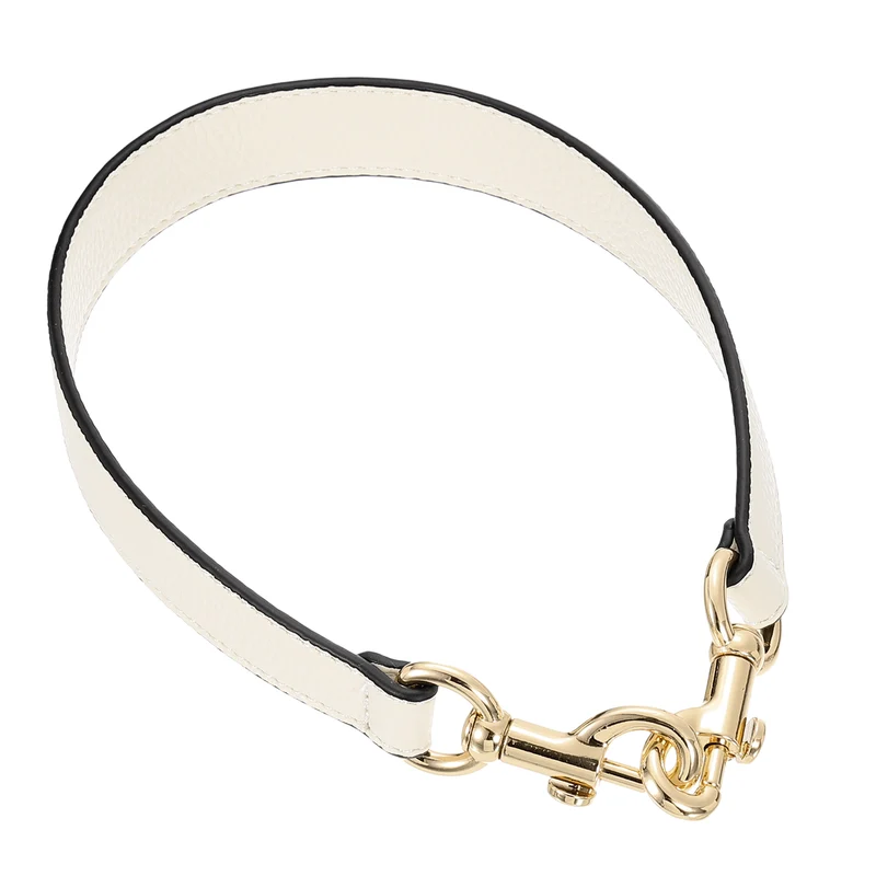 19.29 Inch PU Leather Short Bag Strap with Clasp Beige Gold Buckle