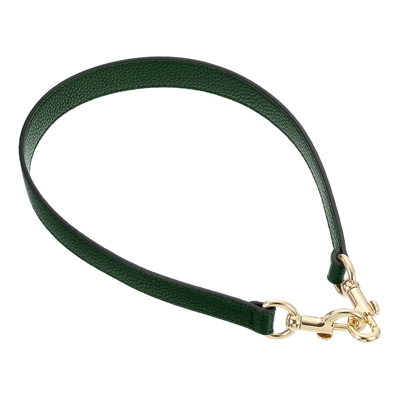 25.59 Inch PU Leather Short Bag Strap with Clasp Dark Green Gold Buckle