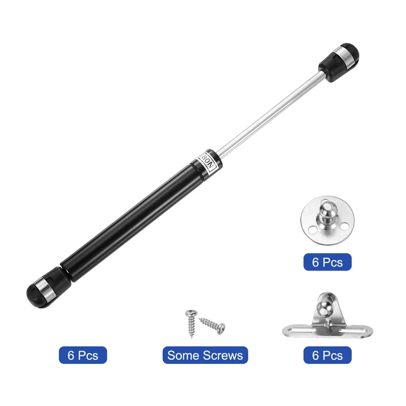 10 Inch 80N/18lb Gas Shock Strut Lift Support, (Black, Set of 6)
