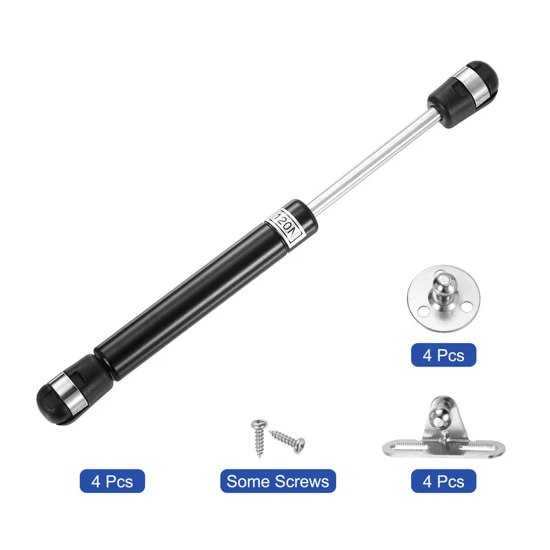 8 Inch 120N/26lb Gas Shock Strut Lift Support, (Black, Set of 4)