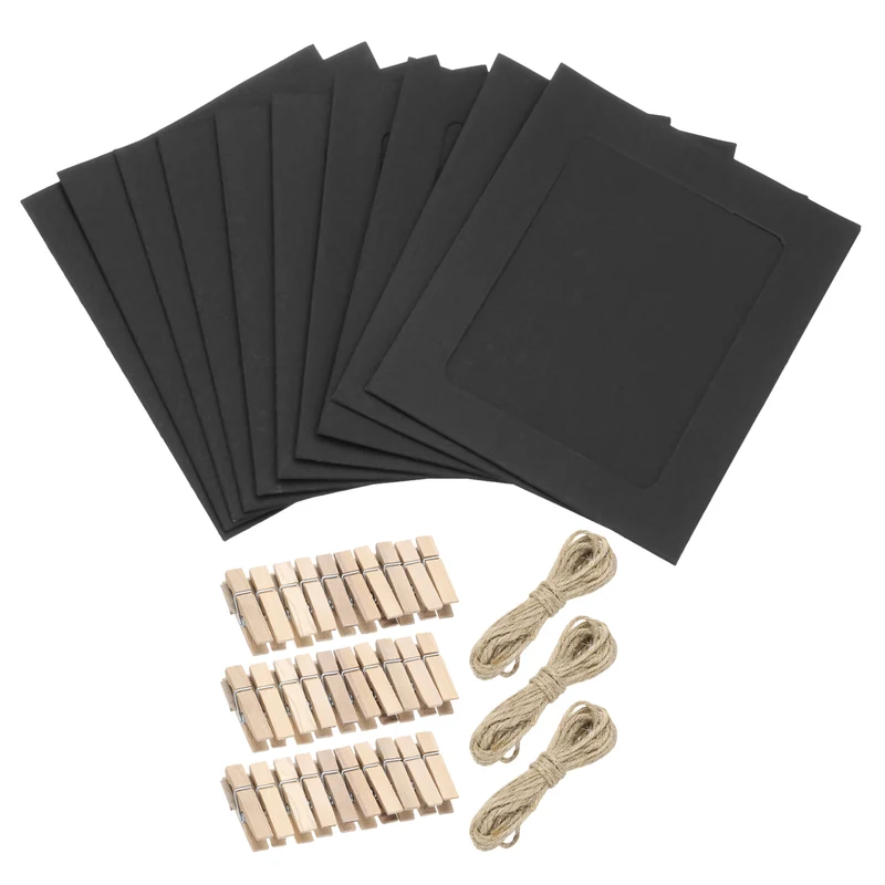 30PCS 5 x 4 Inch Paper Photo Frames with Clips & Strings, Black