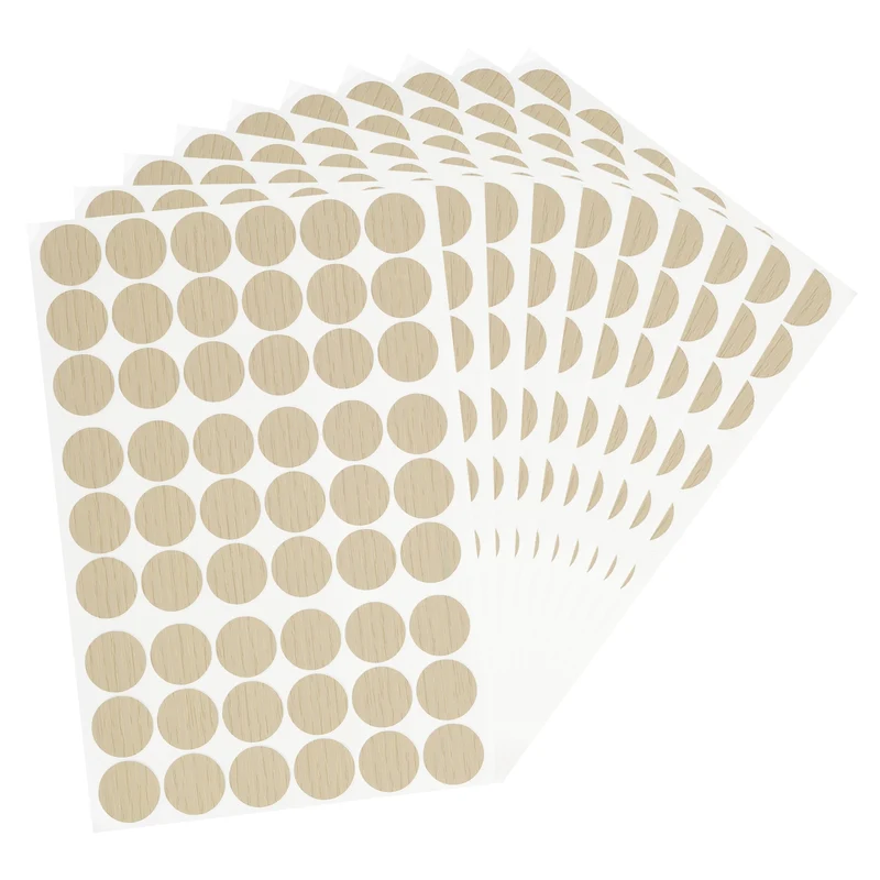 10 Sheet/540Pcs 21mm Dia Screw Hole Cover Stickers Pale Oak