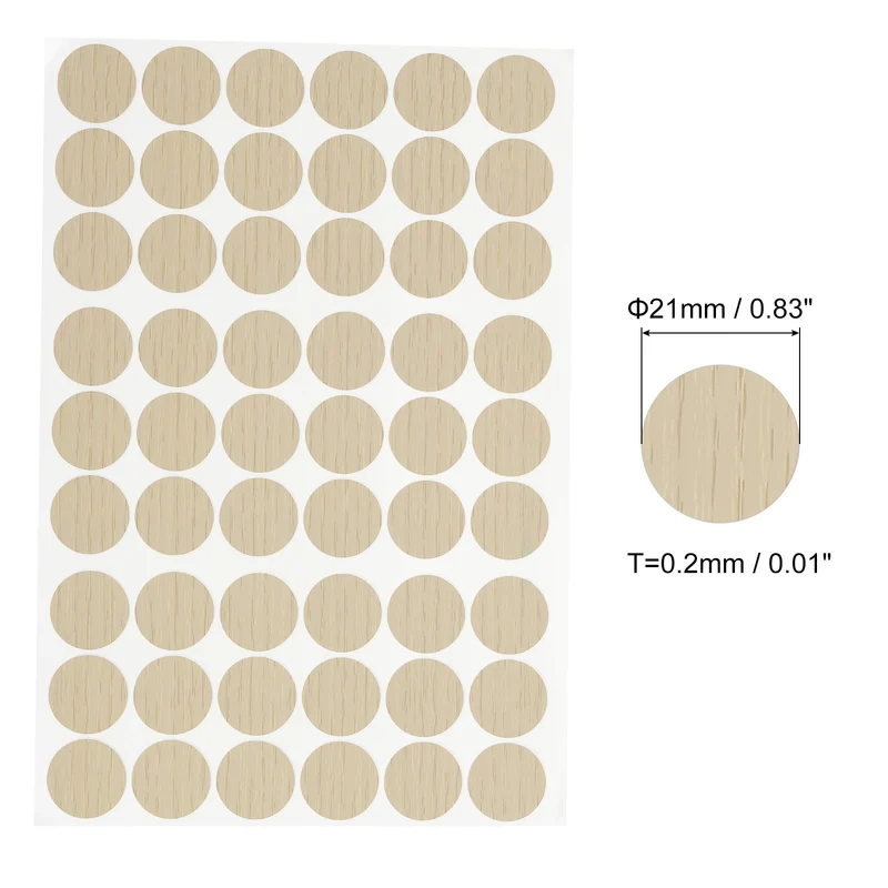 10 Sheet/540Pcs 21mm Dia Screw Hole Cover Stickers Pale Oak