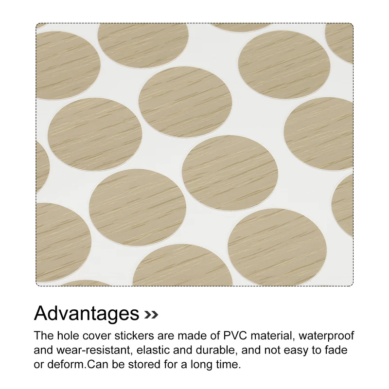 10 Sheet/540Pcs 21mm Dia Screw Hole Cover Stickers Pale Oak