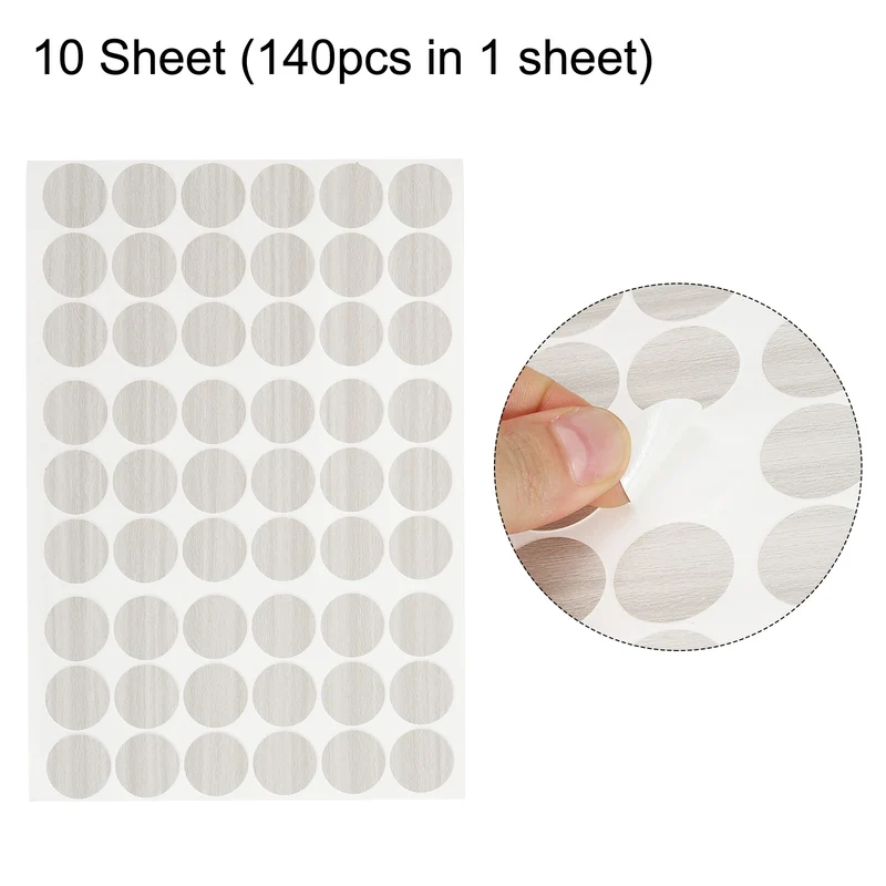 10 Sheet/540Pcs 21mm Dia Screw Hole Cover Stickers Grey White