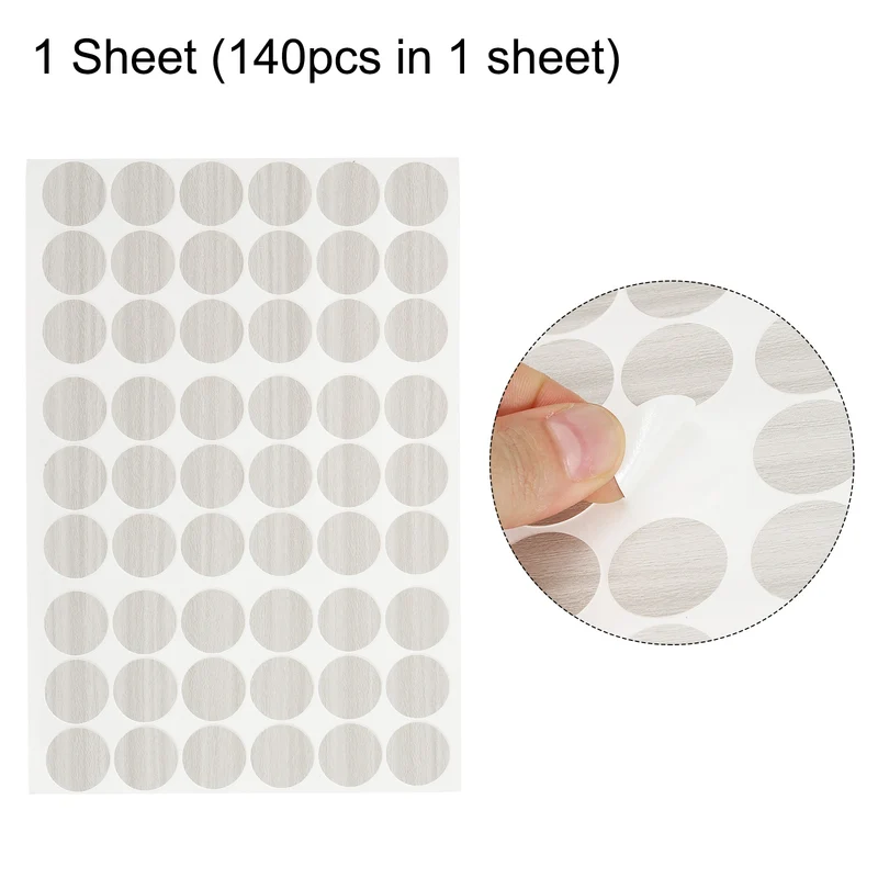 1 Sheet/54Pcs 21mm Dia Screw Hole Cover Stickers Grey White