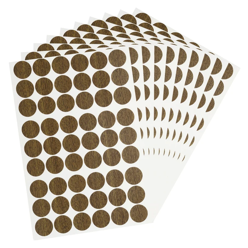 10 Sheet/540Pcs 21mm Dia Screw Hole Cover Stickers Dark Walnut
