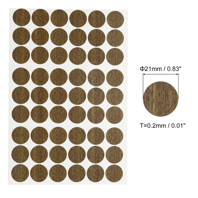 10 Sheet/540Pcs 21mm Dia Screw Hole Cover Stickers Dark Walnut