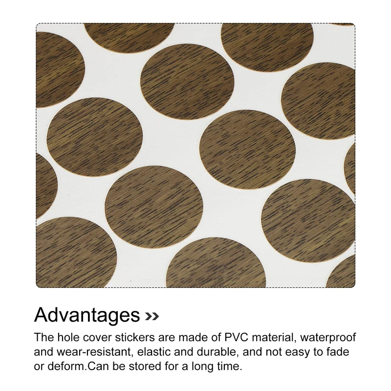 10 Sheet/540Pcs 21mm Dia Screw Hole Cover Stickers Dark Walnut