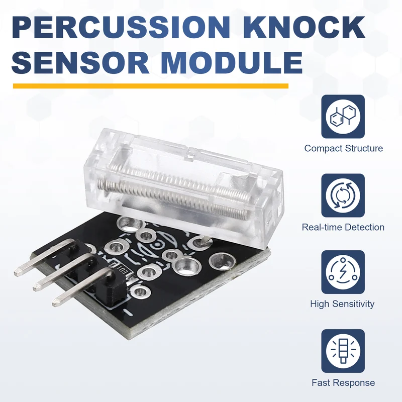 6 Pcs KY-031 Knock Sensor Module, 5V 3 Pin, Black