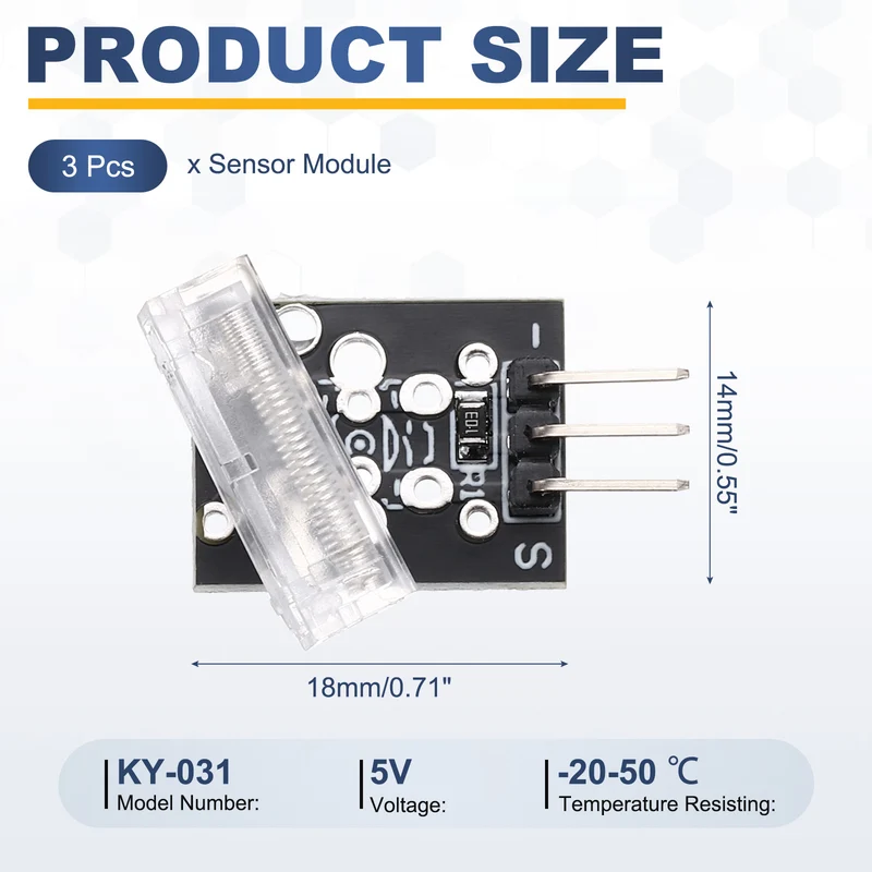 3 Pcs KY-031 Knock Sensor Module, 5V 3 Pin, Black