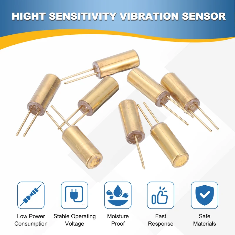 24Pcs SW-520D Metal Ball Tilt Shaking Vibration Sensor 12V 20mA, Golden