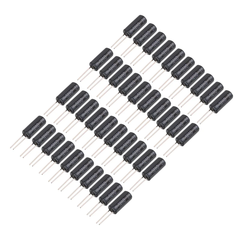 40Pcs SW-520D Metal Ball Tilt Shaking Vibration Sensor 12V 20mA, Black/Silver