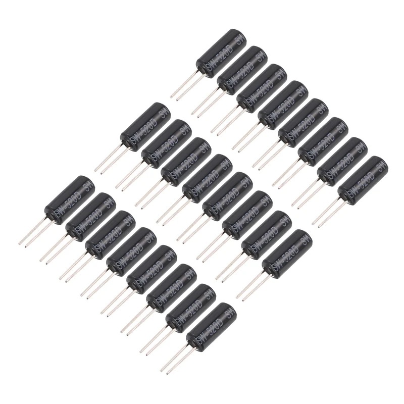 24Pcs SW-520D Metal Ball Tilt Shaking Vibration Sensor 12V 20mA, Black/Silver