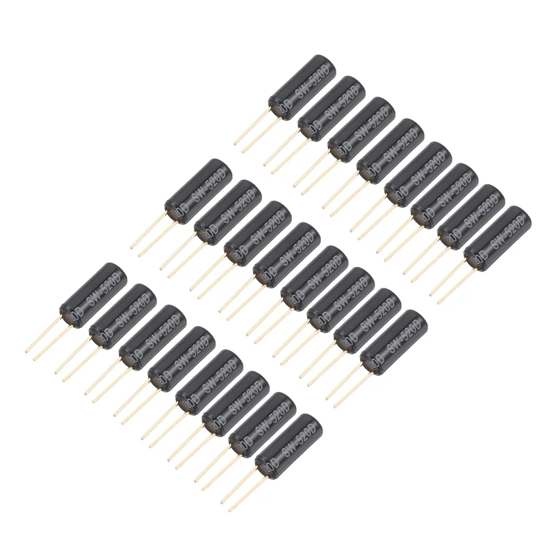 24Pcs SW-520D Metal Ball Tilt Shaking Vibration Sensor 12V 20mA, Black/Golden