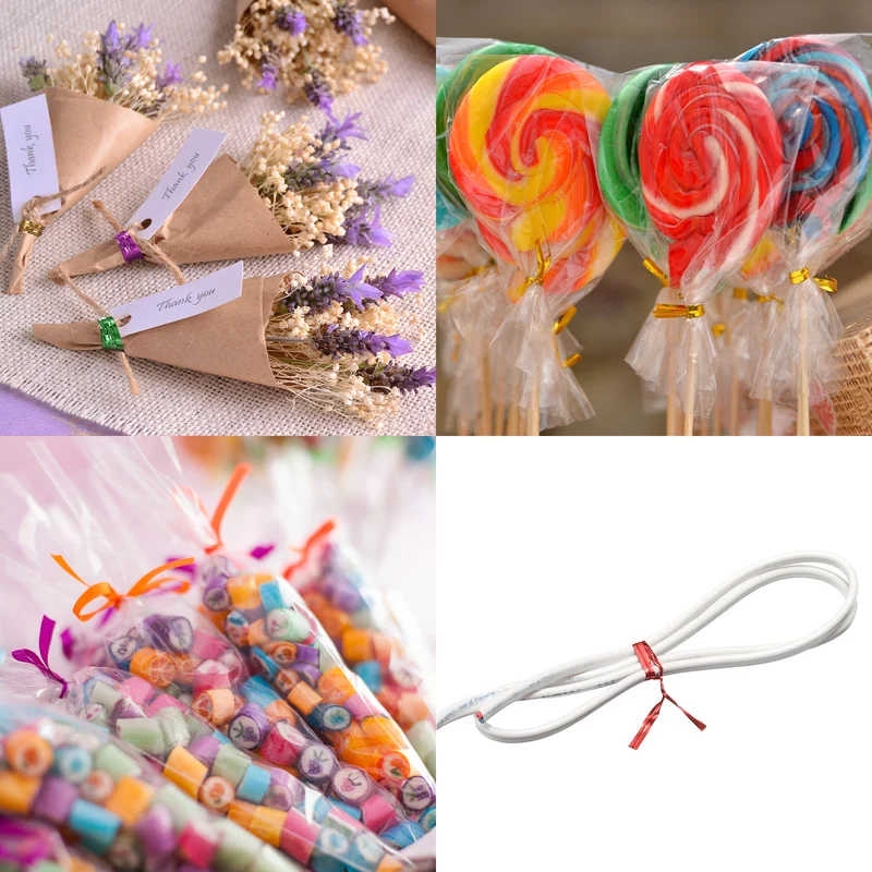 300 Pcs 4" Kraft Paper Twist Ties for Bread Candy Treat Bag, Yellow