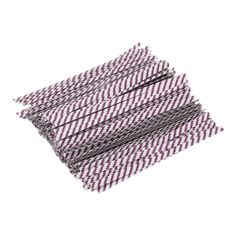 300 Pcs 4" Kraft Paper Twist Ties for Bread Candy Treat Bag, Purple
