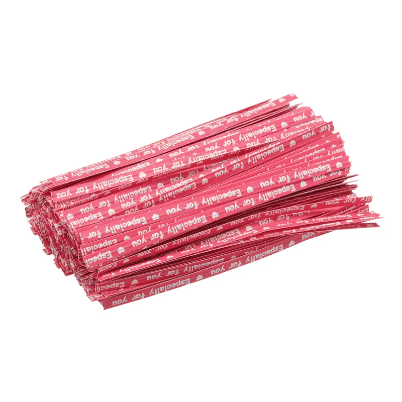 300 Pcs 4" Kraft Paper Twist Ties for Bread Candy Treat Bag, Red/White