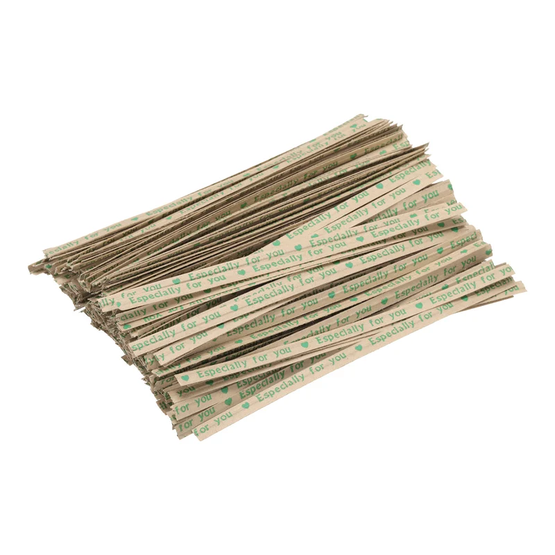 300 Pcs 4" Kraft Paper Twist Ties for Bread Candy Treat Bag, Brown/Green