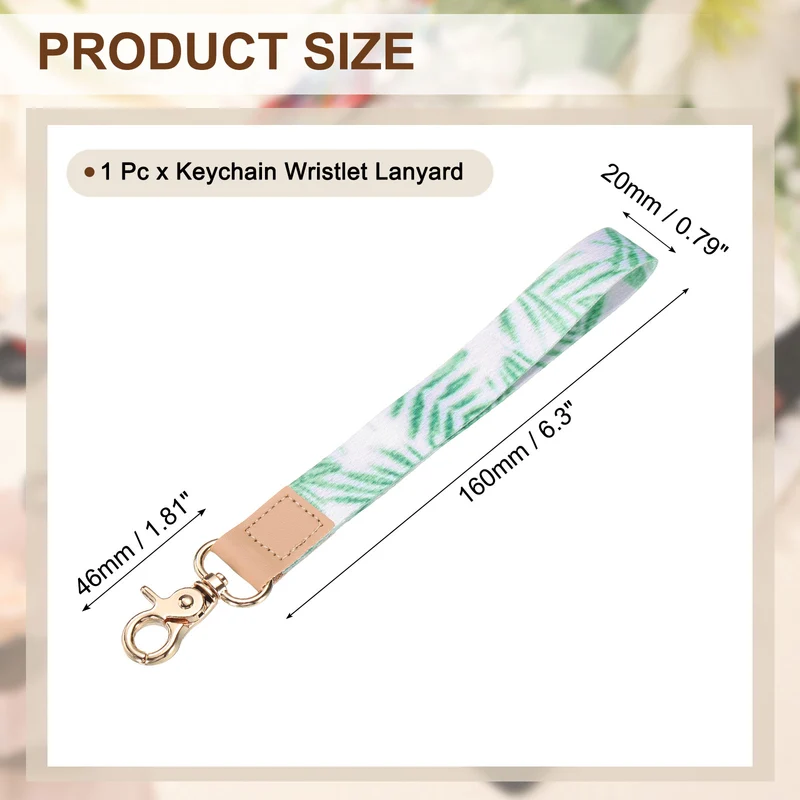 Wrist Lanyard Keychain, Braided Wristlet Strap with Gold Clasp, Sprout Green