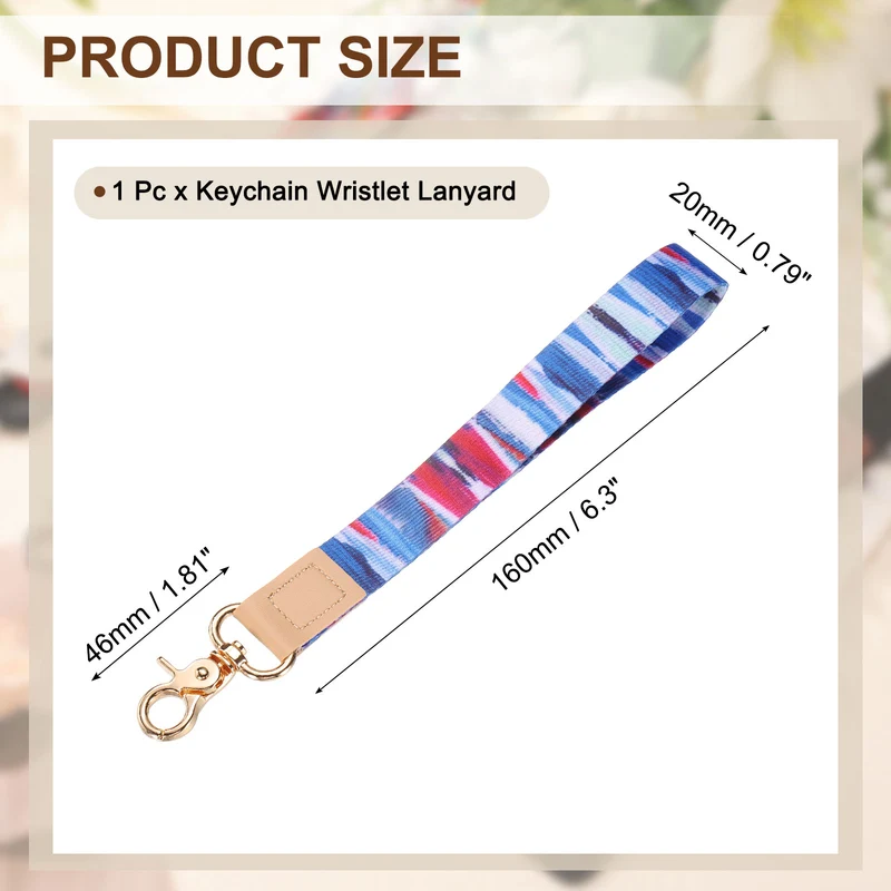 Wrist Lanyard Keychain, Braided Wristlet Strap with Gold Clasp, Gradient Color