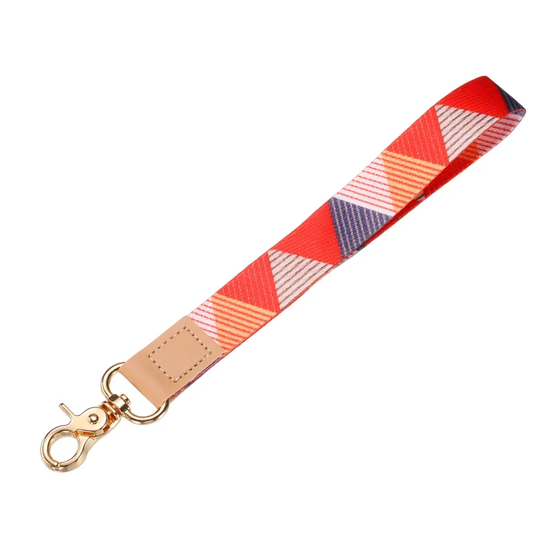 Wrist Lanyard Keychain, Braided Wristlet Strap with Gold Clasp, Triangle