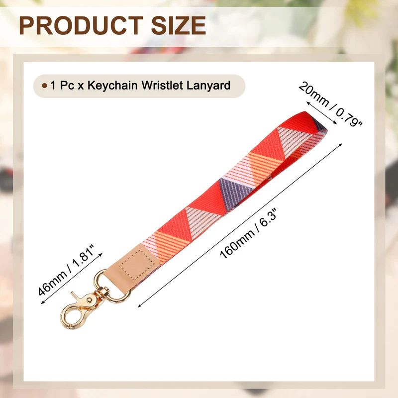 Wrist Lanyard Keychain, Braided Wristlet Strap with Gold Clasp, Triangle