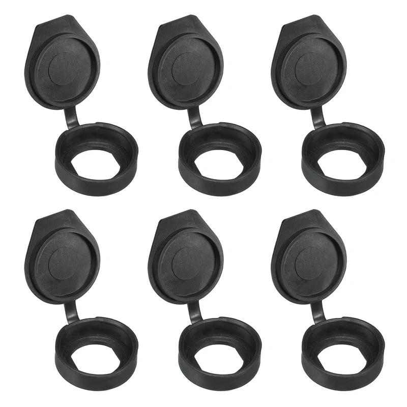 22mm Door Lock Dust Cover, 6 Pack PE Plastic Waterproof Keys Panel Cam Lock Dust Cover Caps for 22mm Cam Lock, Black