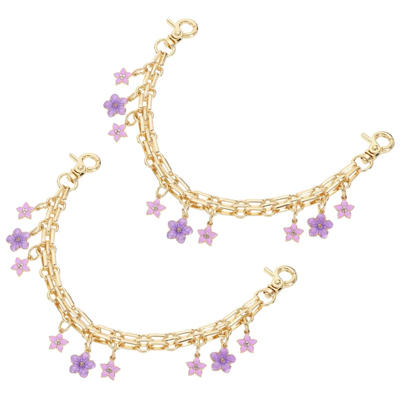 2Pcs 10" Flowers Pendant Handbag Chain Straps, Purple