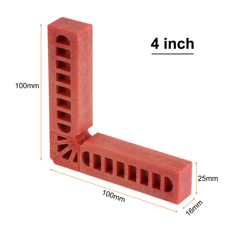 8pcs 90 Degree Positioning Squares 4"x4" Right Angle Corner Clamps, Red