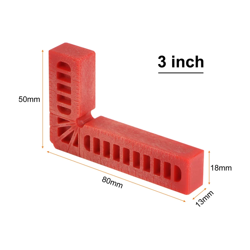 4pcs 90 Degree Positioning Squares 3"x2" Right Angle Corner Clamps, Red