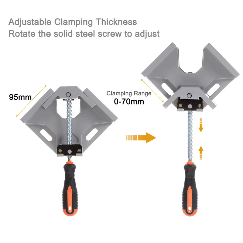 Corner Clamp 90 Degree Right Angle Clamp Set for Woodworking 2pcs Silver