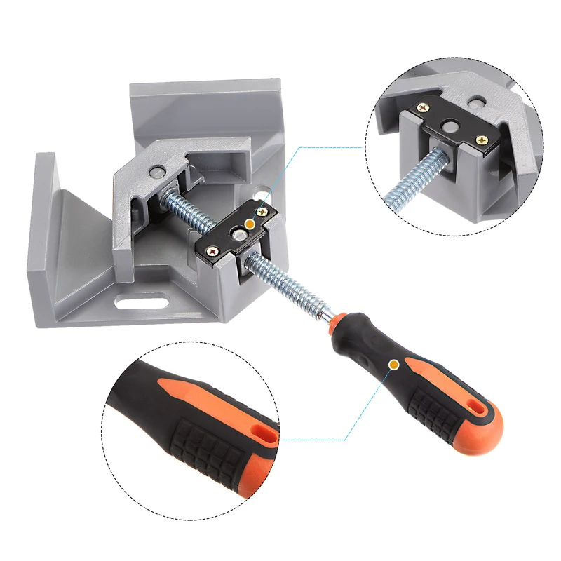 Corner Clamp 90 Degree Right Angle Clamp Set for Woodworking 2pcs Silver