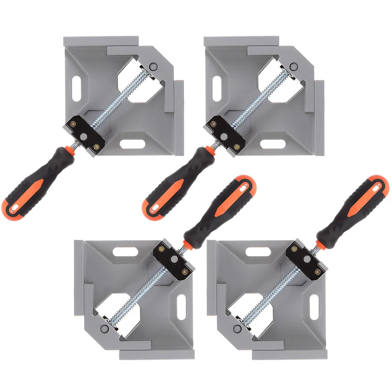 Corner Clamp 90 Degree Right Angle Clamp Set for Woodworking 4pcs Silver