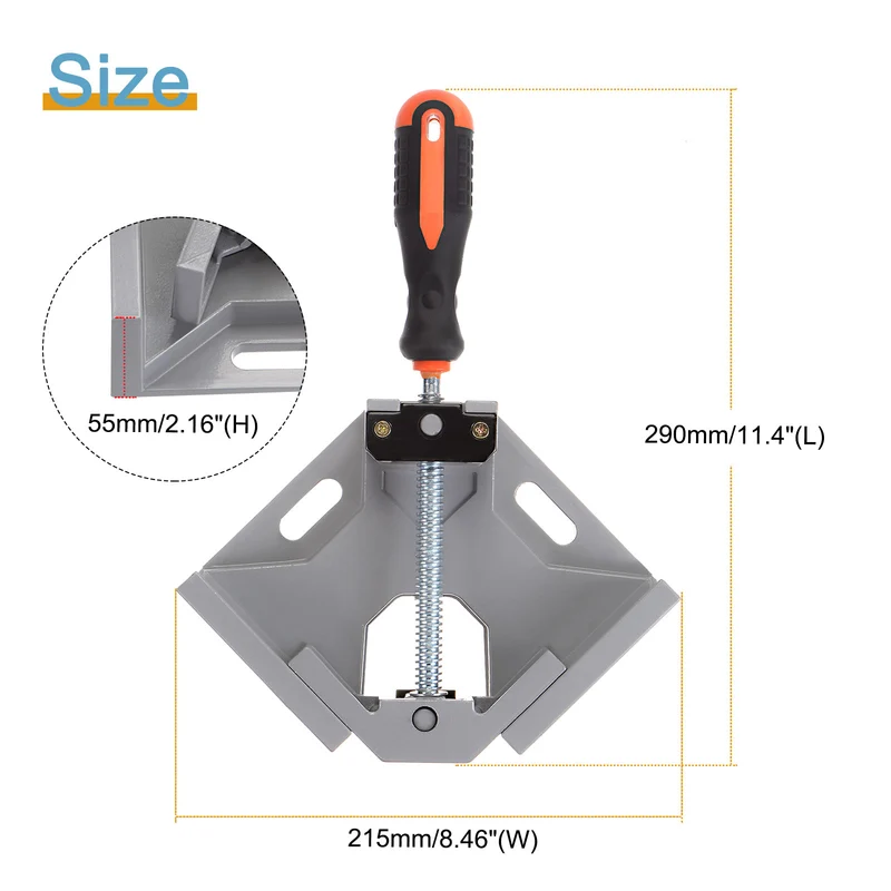 Corner Clamp 90 Degree Right Angle Clamp Set for Woodworking 4pcs Silver