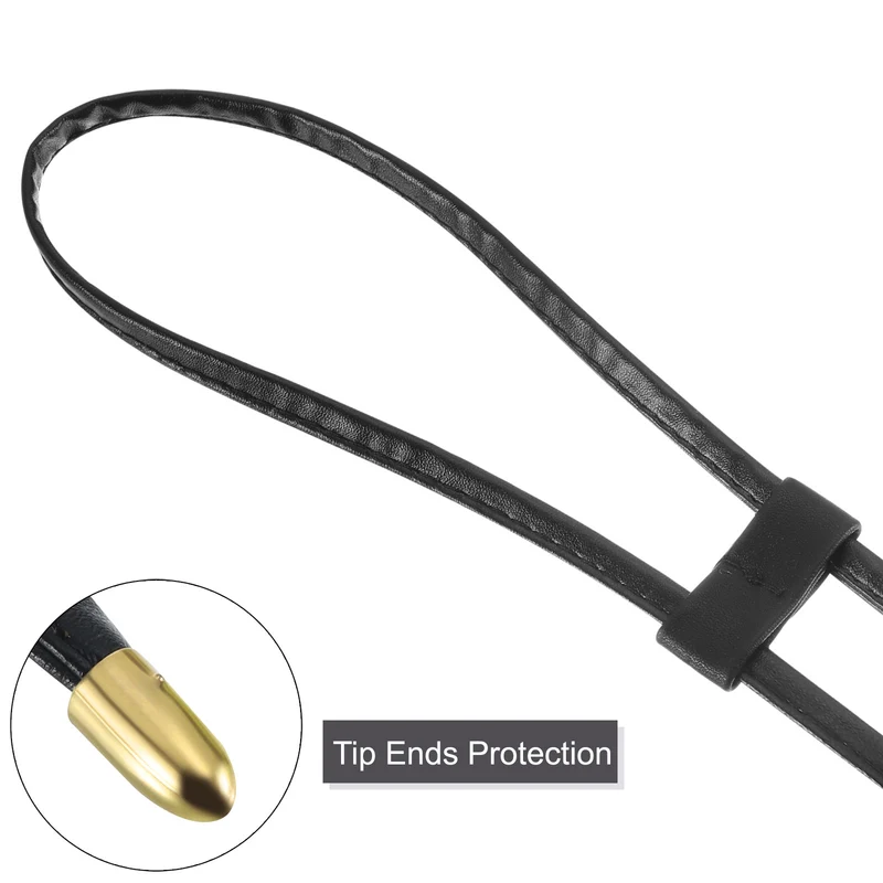 2Pcs 33.7" Leather Drawstring Pull String Purse Strap for Bucket Bag Brown/Black