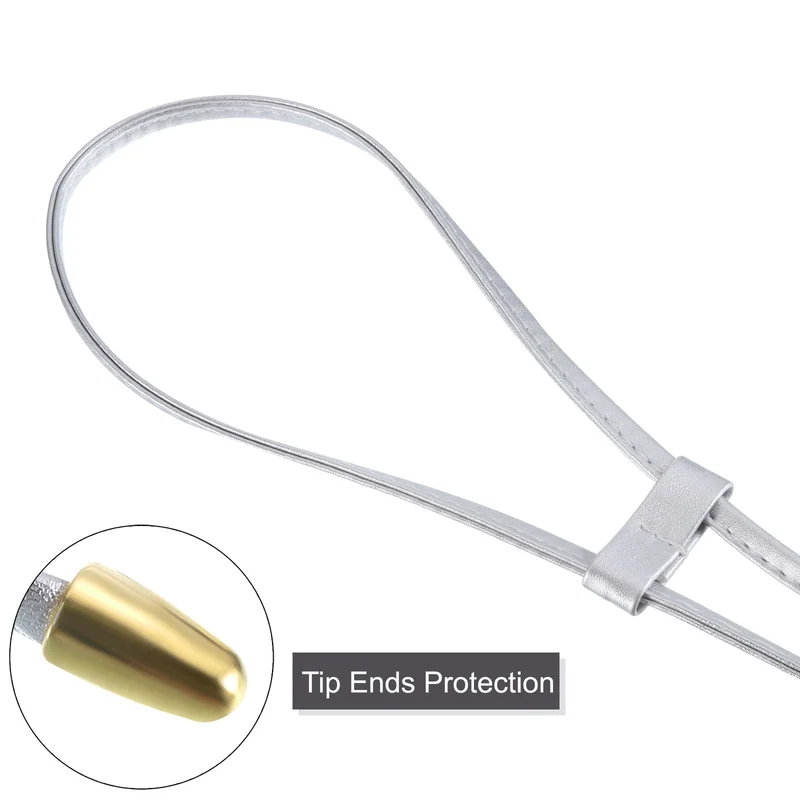 2Pcs 33.7" PU Leather Drawstring Pull String Purse Strap for Bucket Bag, Silver