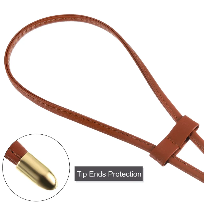 2Pcs 33.7" PU Leather Drawstring Pull String Purse Strap for Bucket Bag, Brown