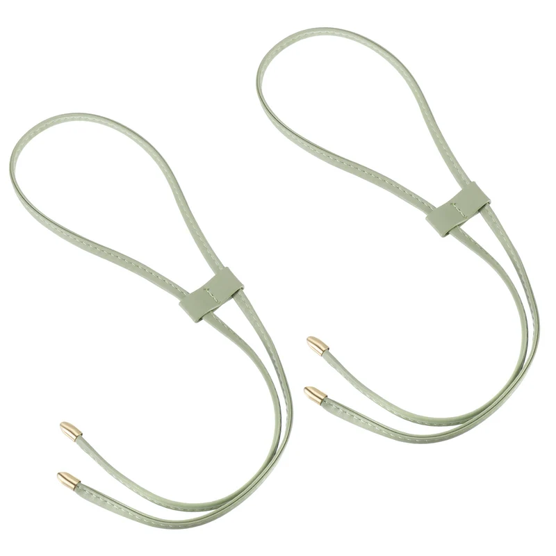 2Pcs 33.7" PU Leather Drawstring Pull String Purse Strap for Bucket Bag, Green