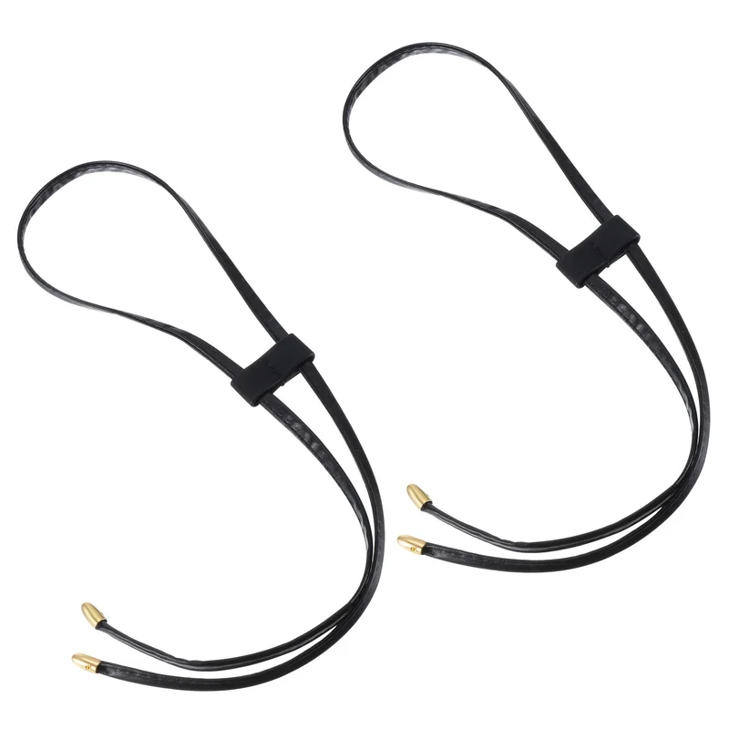2Pcs 33.7" PU Leather Drawstring Pull String Purse Strap for Bucket Bag, Black