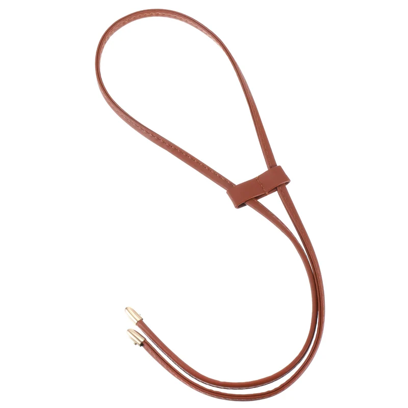 33.7" PU Leather Drawstring Pull String Purse Strap for Bucket Bag, Brown