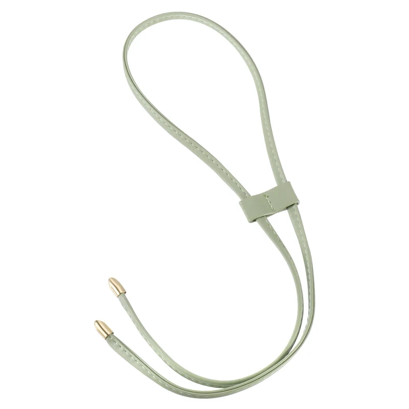 33.7" PU Leather Drawstring Pull String Purse Strap for Bucket Bag, Green