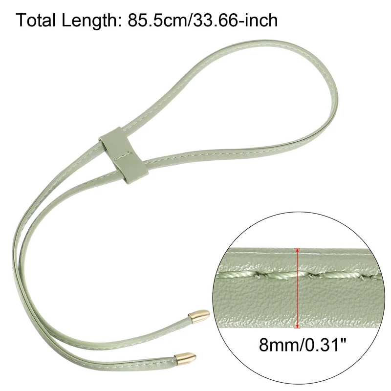 33.7" PU Leather Drawstring Pull String Purse Strap for Bucket Bag, Green