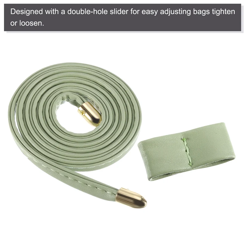 33.7" PU Leather Drawstring Pull String Purse Strap for Bucket Bag, Green