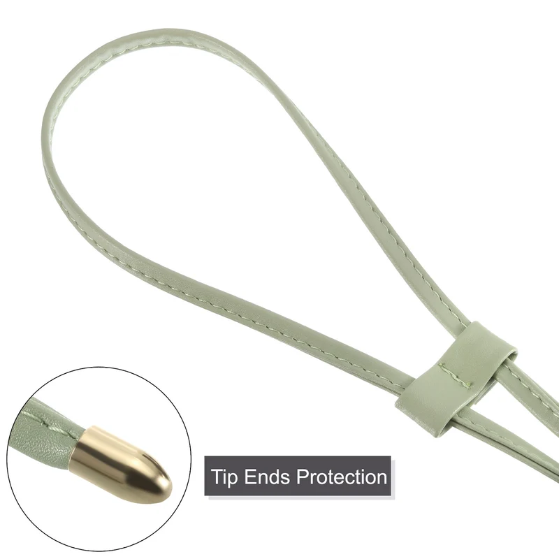 33.7" PU Leather Drawstring Pull String Purse Strap for Bucket Bag, Green