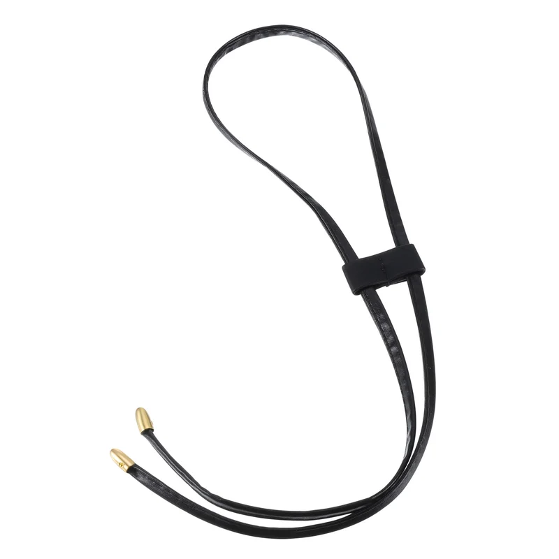33.7" PU Leather Drawstring Pull String Purse Strap for Bucket Bag, Black