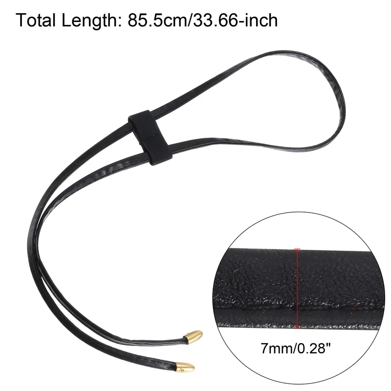33.7" PU Leather Drawstring Pull String Purse Strap for Bucket Bag, Black