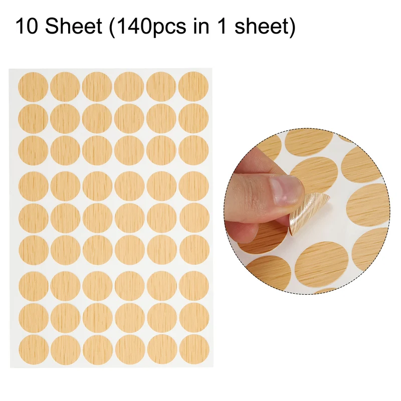 10 Sheet/540Pcs 21mm Dia Screw Hole Cover Stickers Khaki
